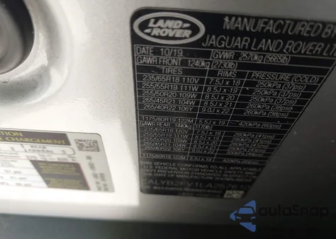 2020 Land Rover Range Rover Velar P340 S from USA, damaged, VIN SALYB2FV1LA257610